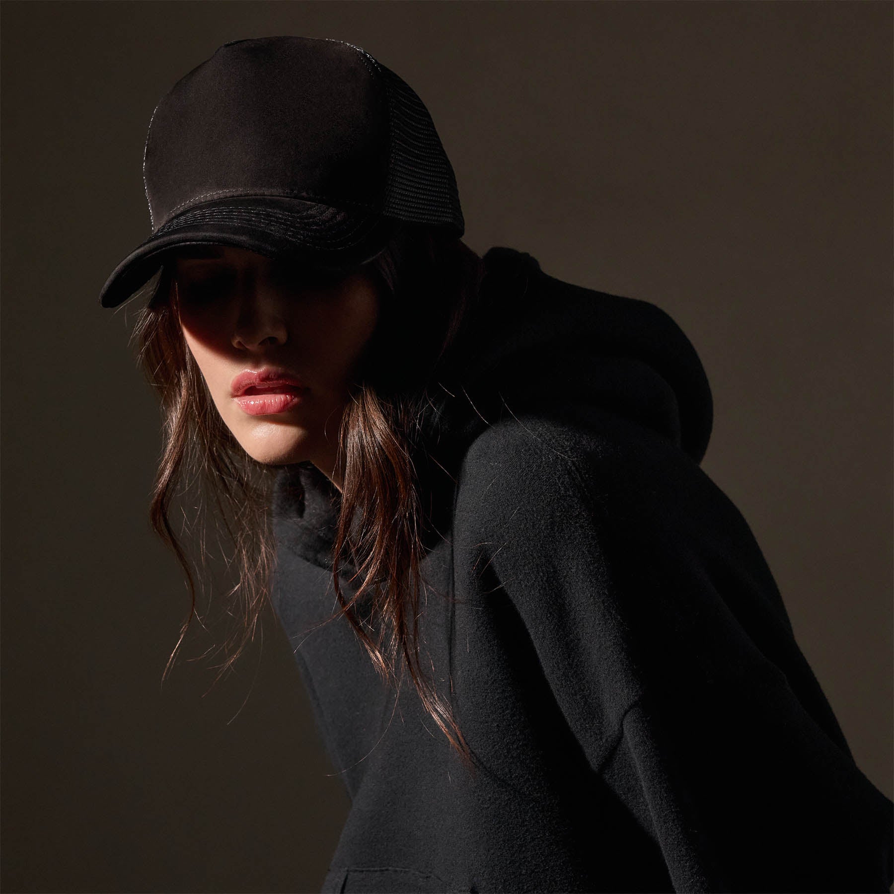 Suede Trucker Hat in Black | James Perse Los Angeles