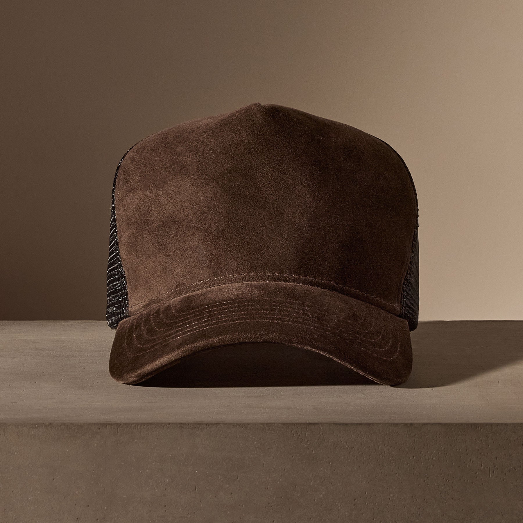 Suede Trucker Hat in Cafe | James Perse Los Angeles