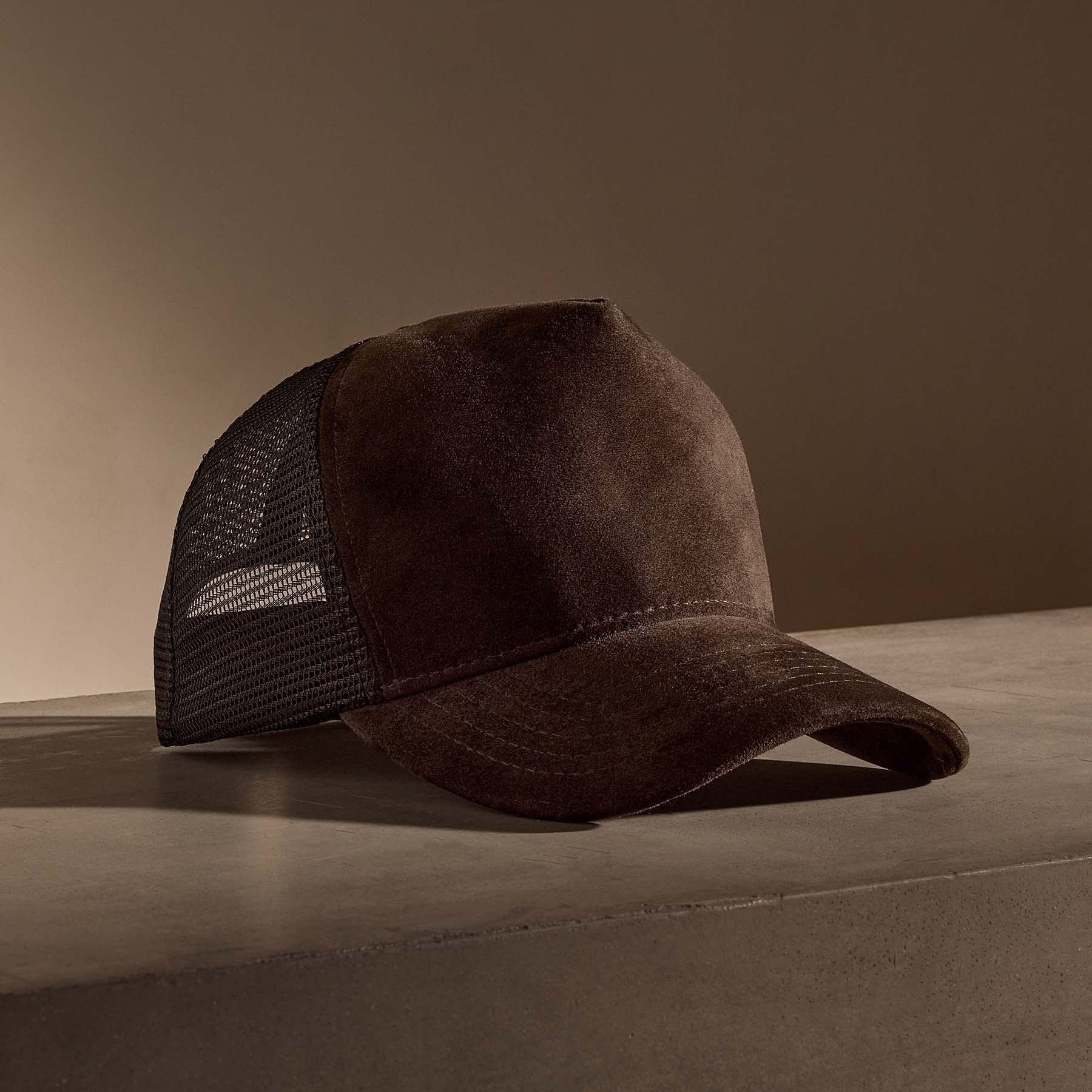 Suede Trucker Hat in Cafe | James Perse Los Angeles