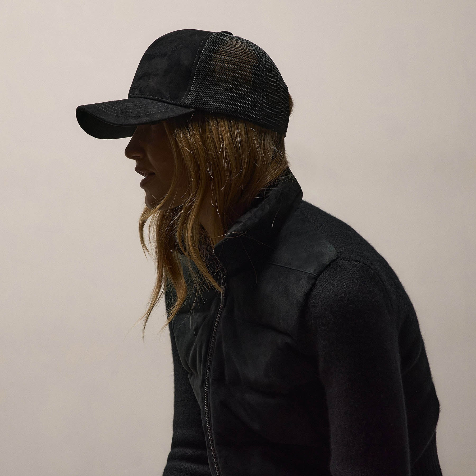 Suede Baseball Hat - Black | James Perse Los Angeles