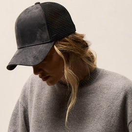 Suede 6 Panel Trucker Hat In Smokey Grey | James Perse Los Angeles / Womens