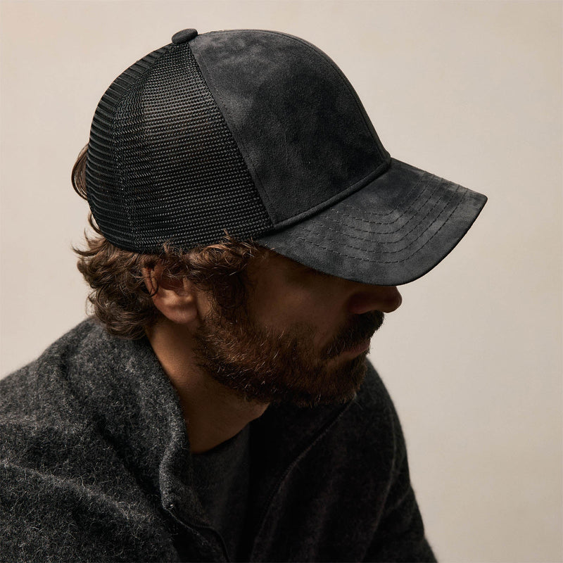 Suede 6 Panel Trucker Hat In Smokey Grey | James Perse Los Angeles / Mens