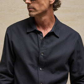 Refined Cotton Flannel Shirt in Blue Black | James Perse Los Angeles