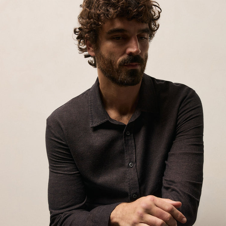 Refined Cotton Flannel Shirt in Cocoa | James Perse Los Angeles