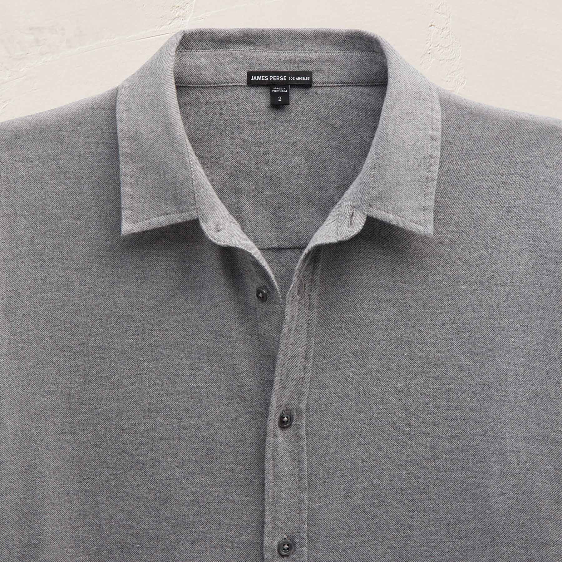Cotton Flannel Shirting in Heather Grey | James Perse Los Angeles