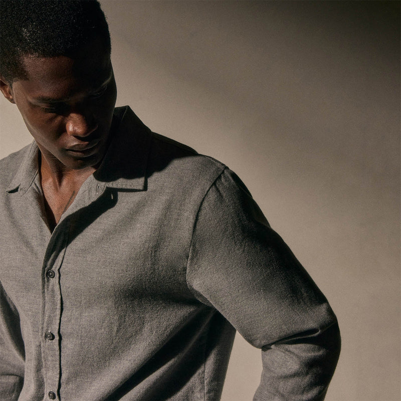 Cotton Flannel Shirting in Heather Grey | James Perse Los Angeles