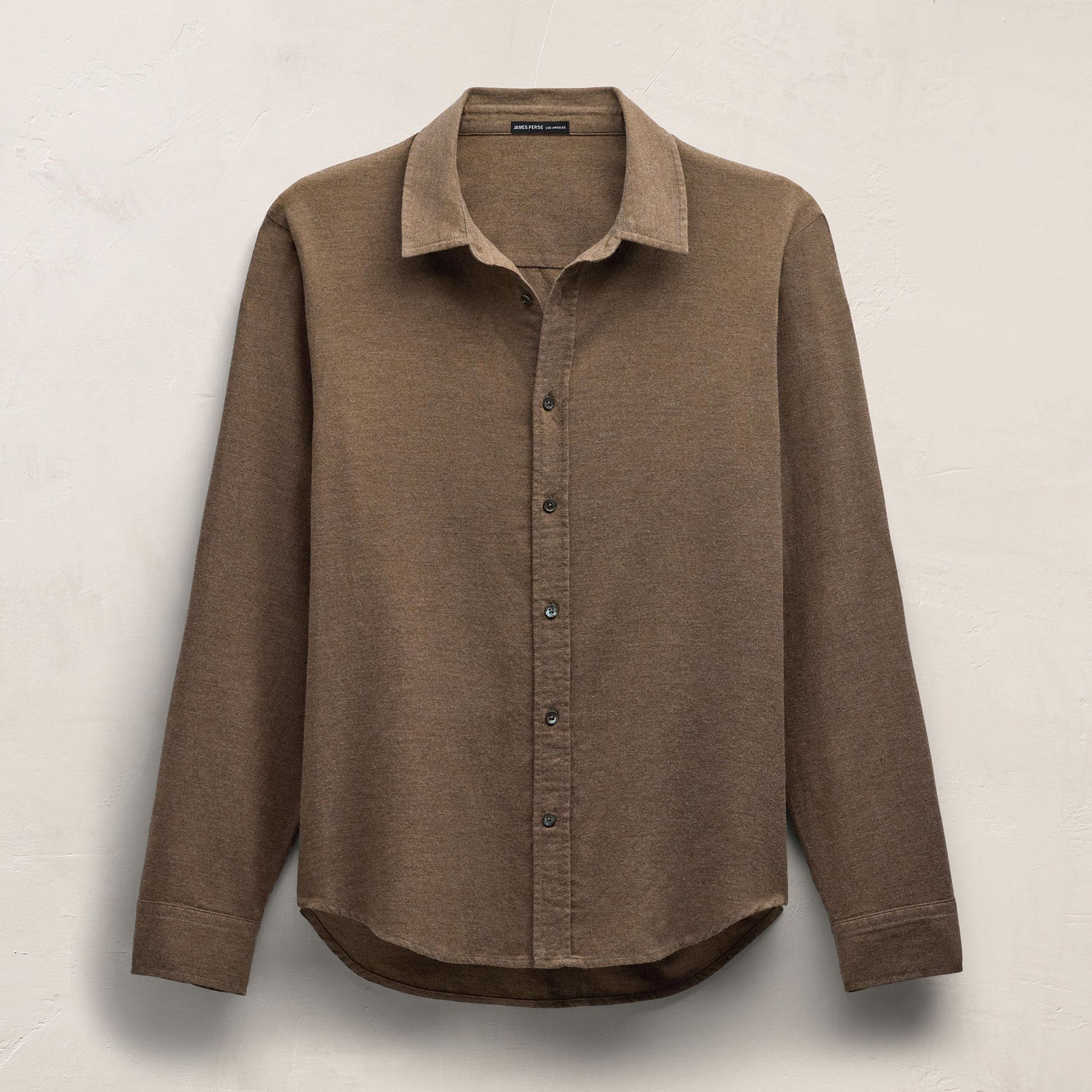 Refined Cotton Flannel Shirt - Mid Brown