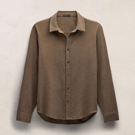 Refined Cotton Flannel Shirt - Mid Brown
