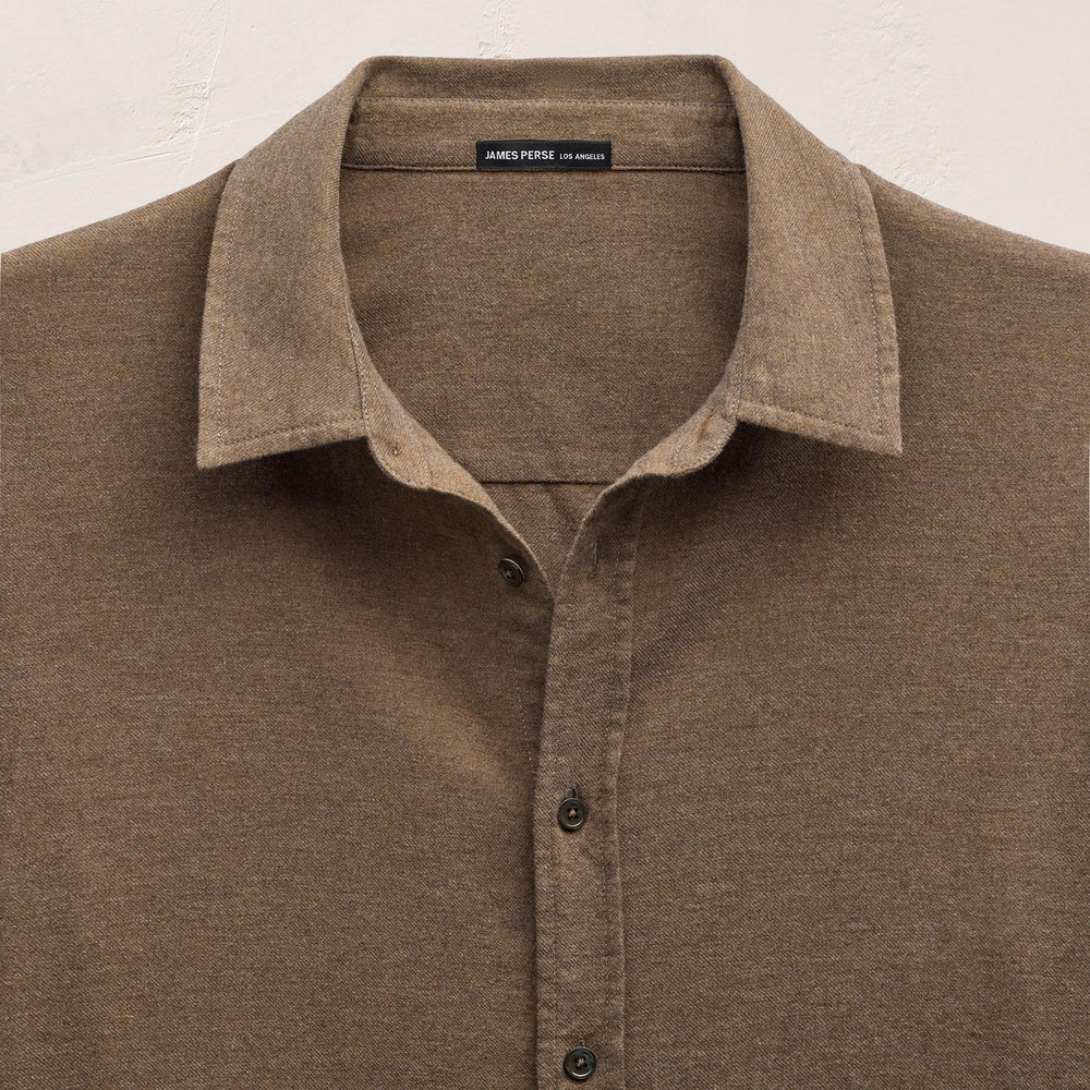 Refined Cotton Flannel Shirt - Mid Brown