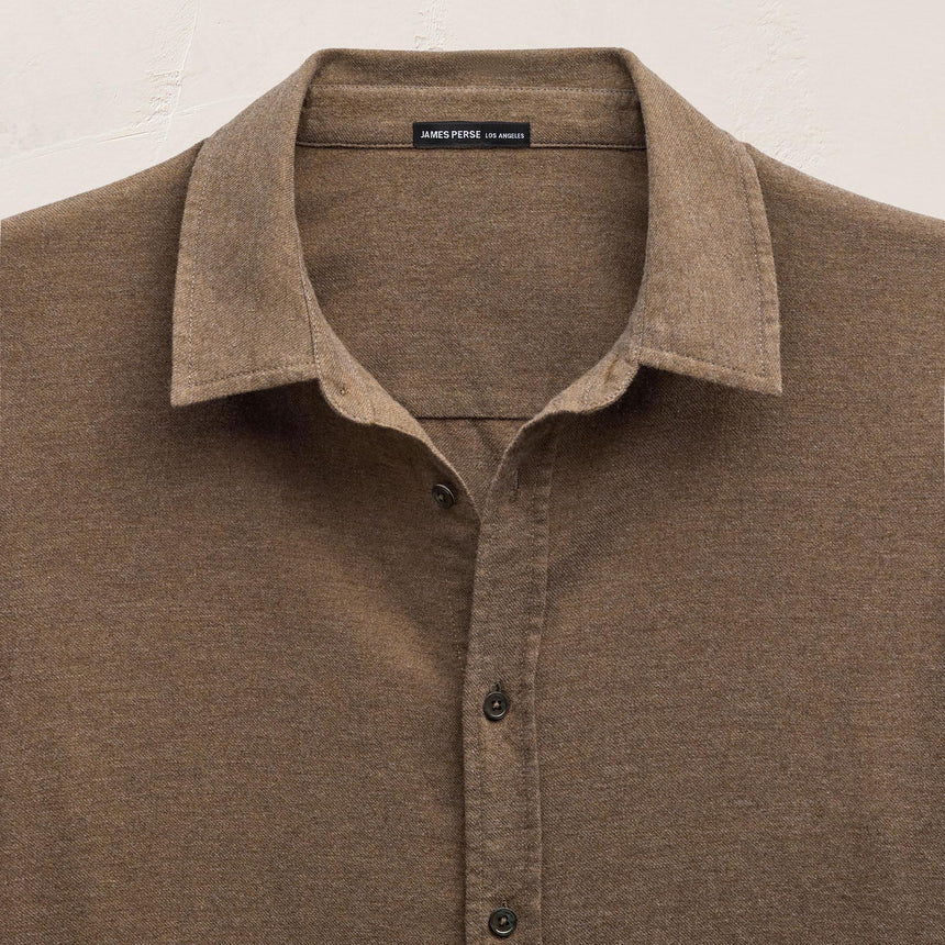 Refined Cotton Flannel Shirt - Mid Brown