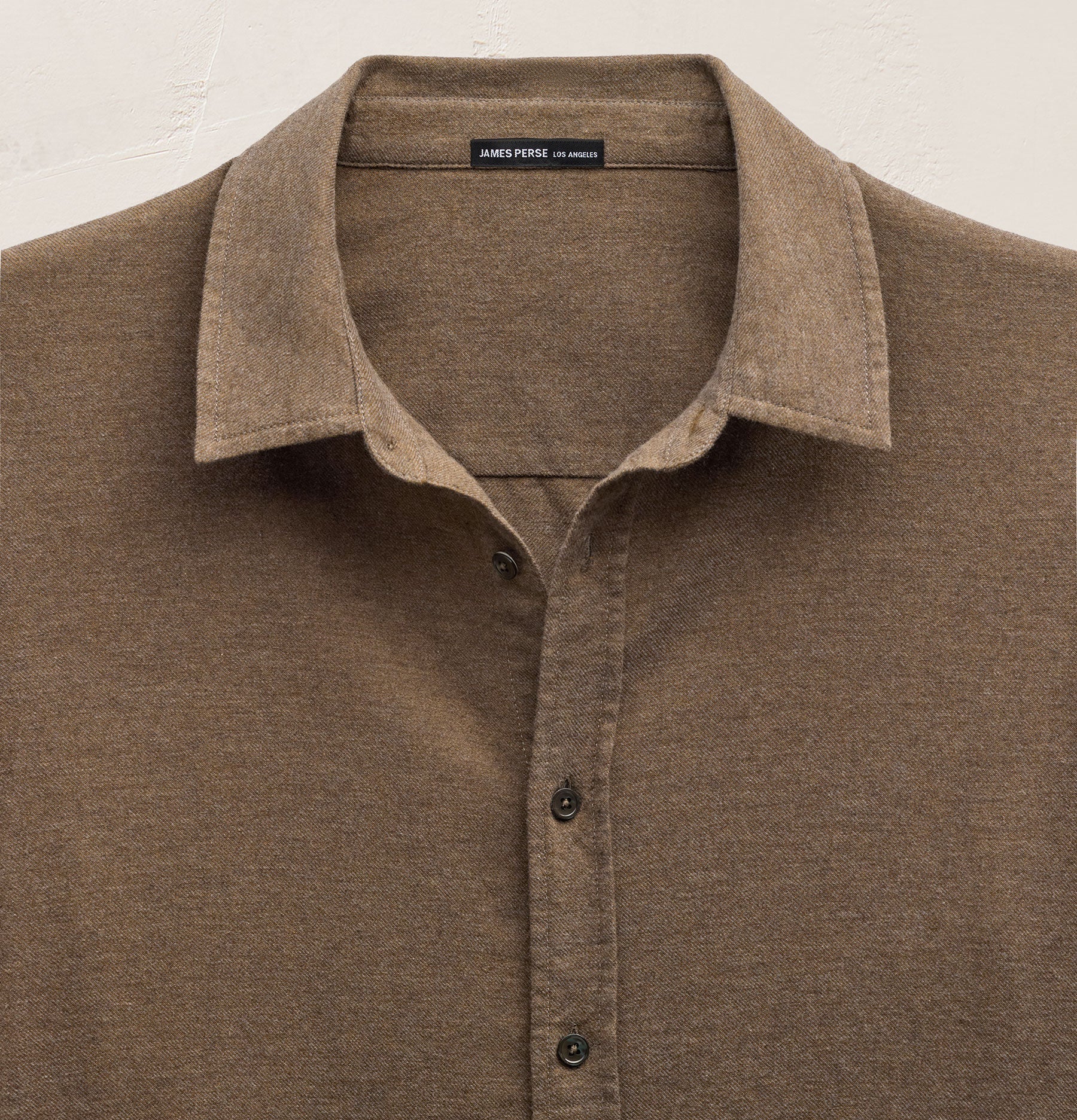 Refined Cotton Flannel Shirt - Mid Brown
