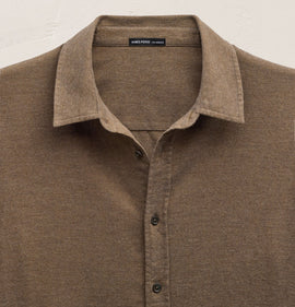 Refined Cotton Flannel Shirt - Mid Brown