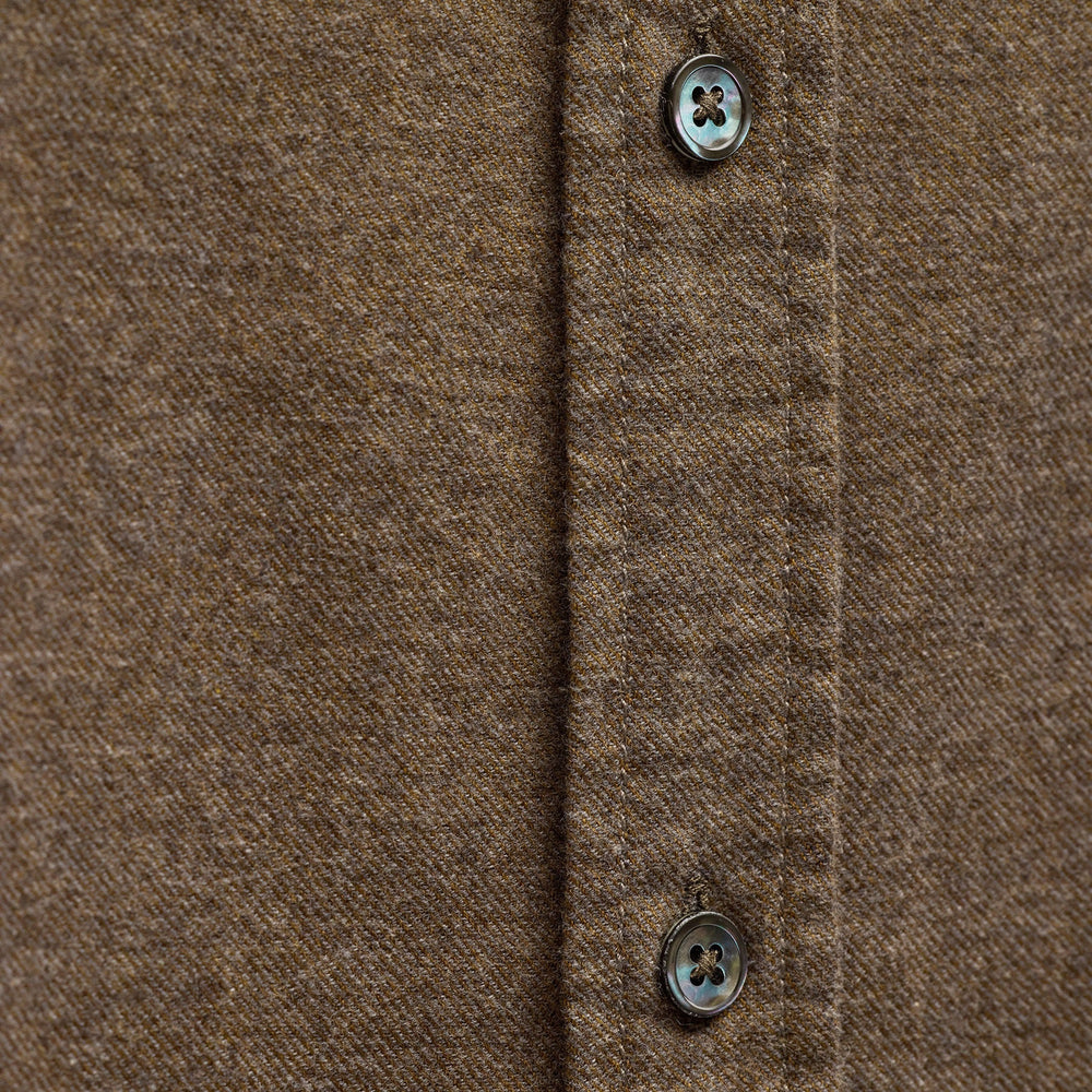 Refined Cotton Flannel Shirt - Mid Brown