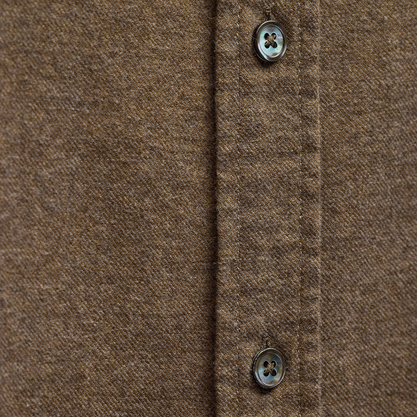 Refined Cotton Flannel Shirt - Mid Brown