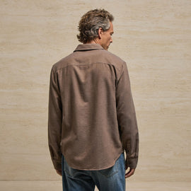 Refined Cotton Flannel Shirt in Mid Brown | James Perse Los Angeles