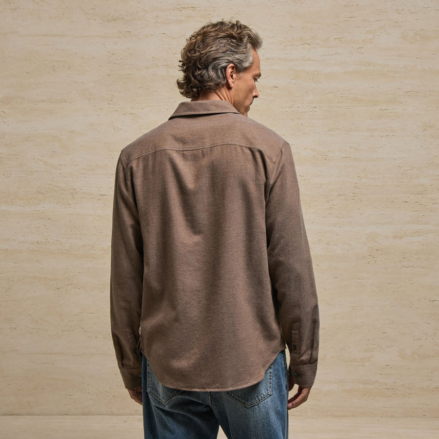 Refined Cotton Flannel Shirt in Mid Brown | James Perse Los Angeles