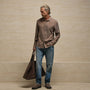 Refined Cotton Flannel Shirt in Mid Brown | James Perse Los Angeles