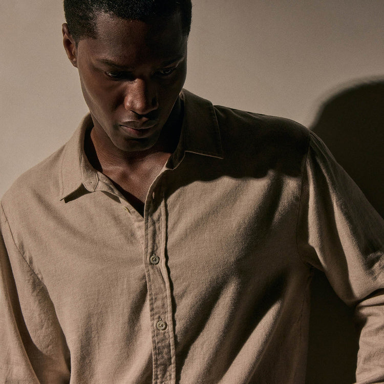 Cotton Flannel Shirting in Stone | James Perse Los Angeles