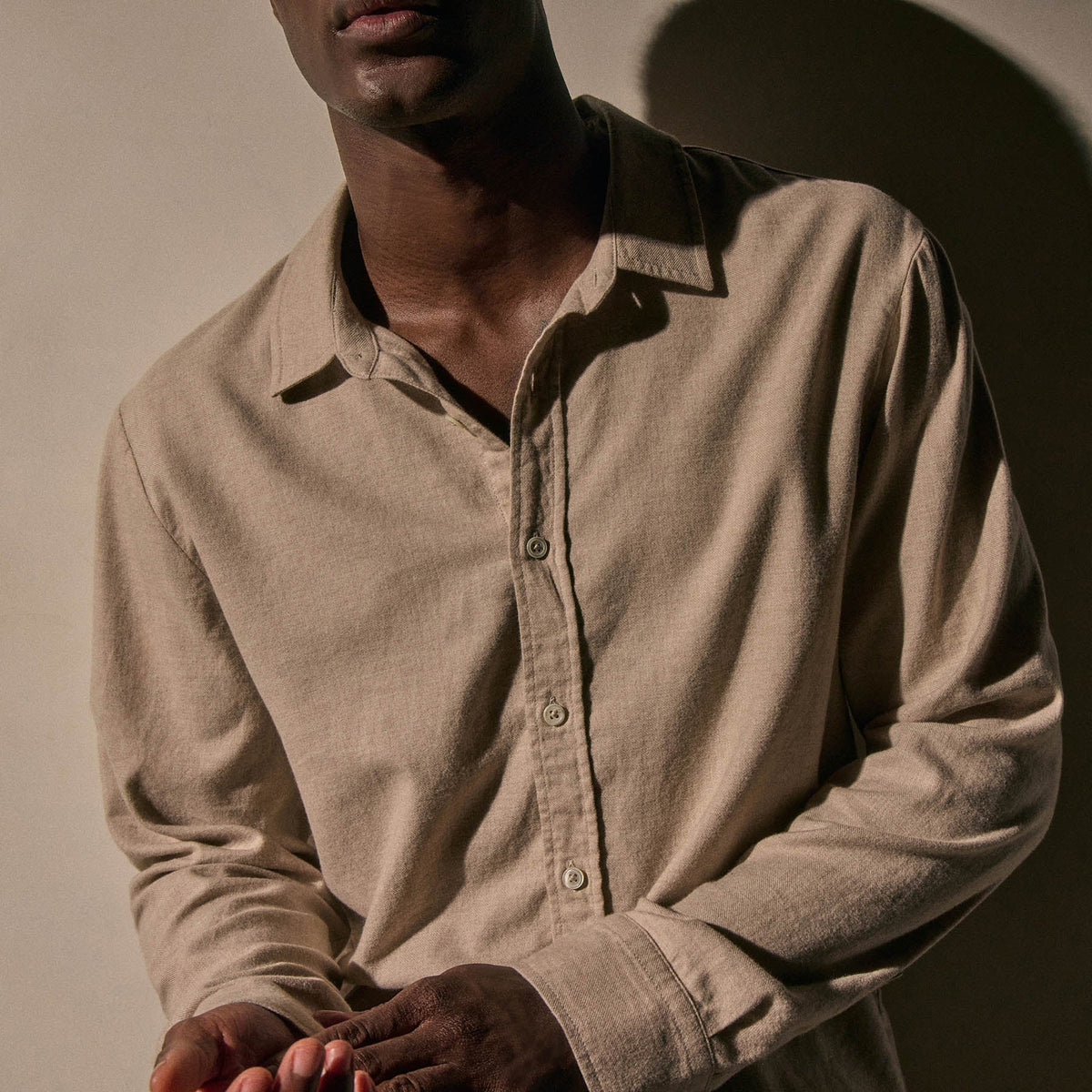 Cotton Flannel Shirting in Stone | James Perse Los Angeles