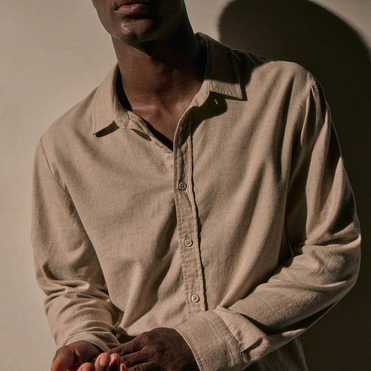 Cotton Flannel Shirting in Stone | James Perse Los Angeles