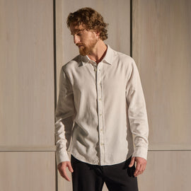 Refined Cotton Flannel Shirt in White | James Perse Los Angeles
