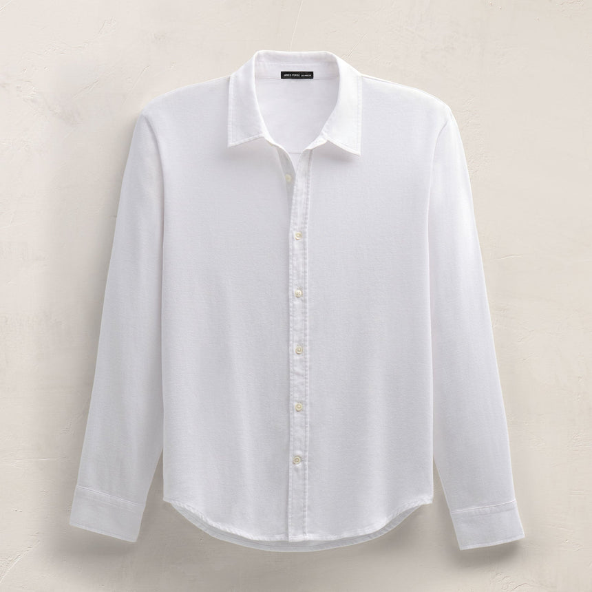 Refined Cotton Flannel Shirting in White | James Perse Los Angeles