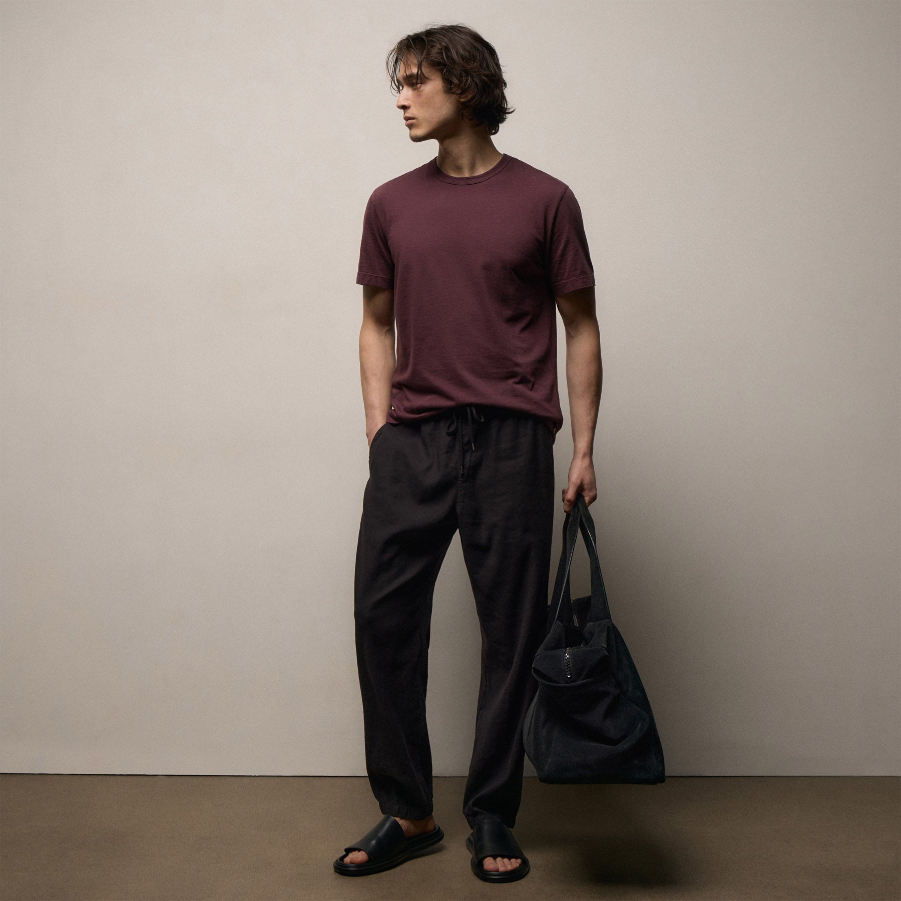 Stretch Linen Jogger - Black | James Perse Los Angeles