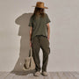 Parachute Linen Cotton Cargo in Army Green Pigment | James Perse Los Angeles
