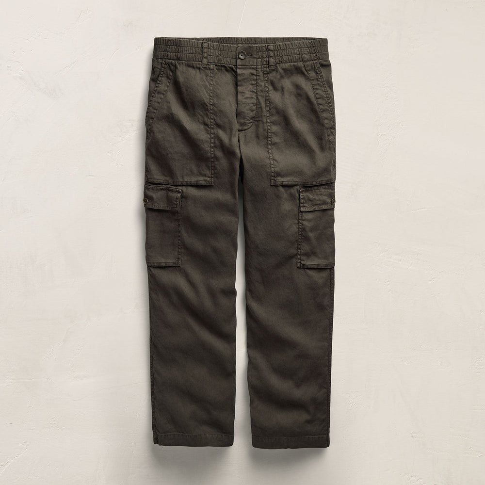Stretch Linen Cargo Pant in Dark Olive Pigment | James Perse Los Angeles