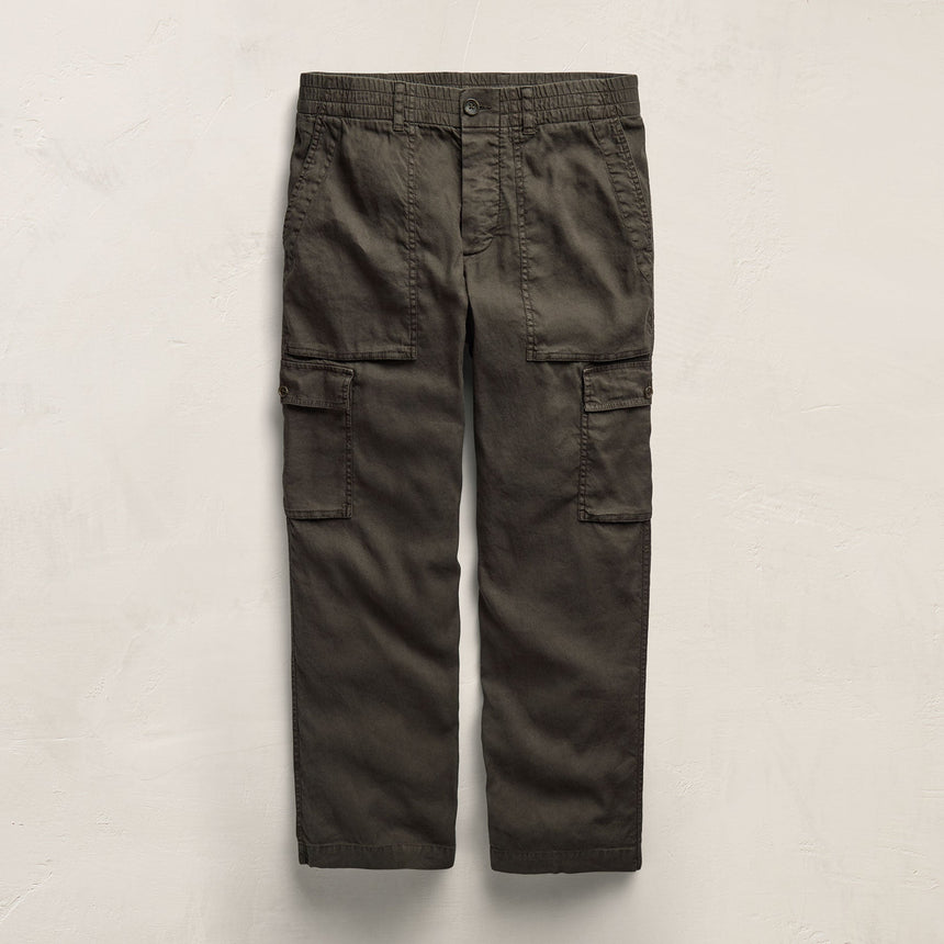 Stretch Linen Cargo Pant in Dark Olive Pigment | James Perse Los Angeles
