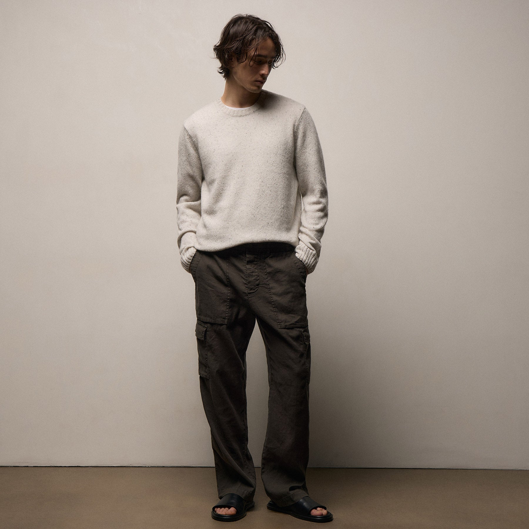 Stretch Linen Cargo Pant - Dark Olive Pigment | James Perse Los