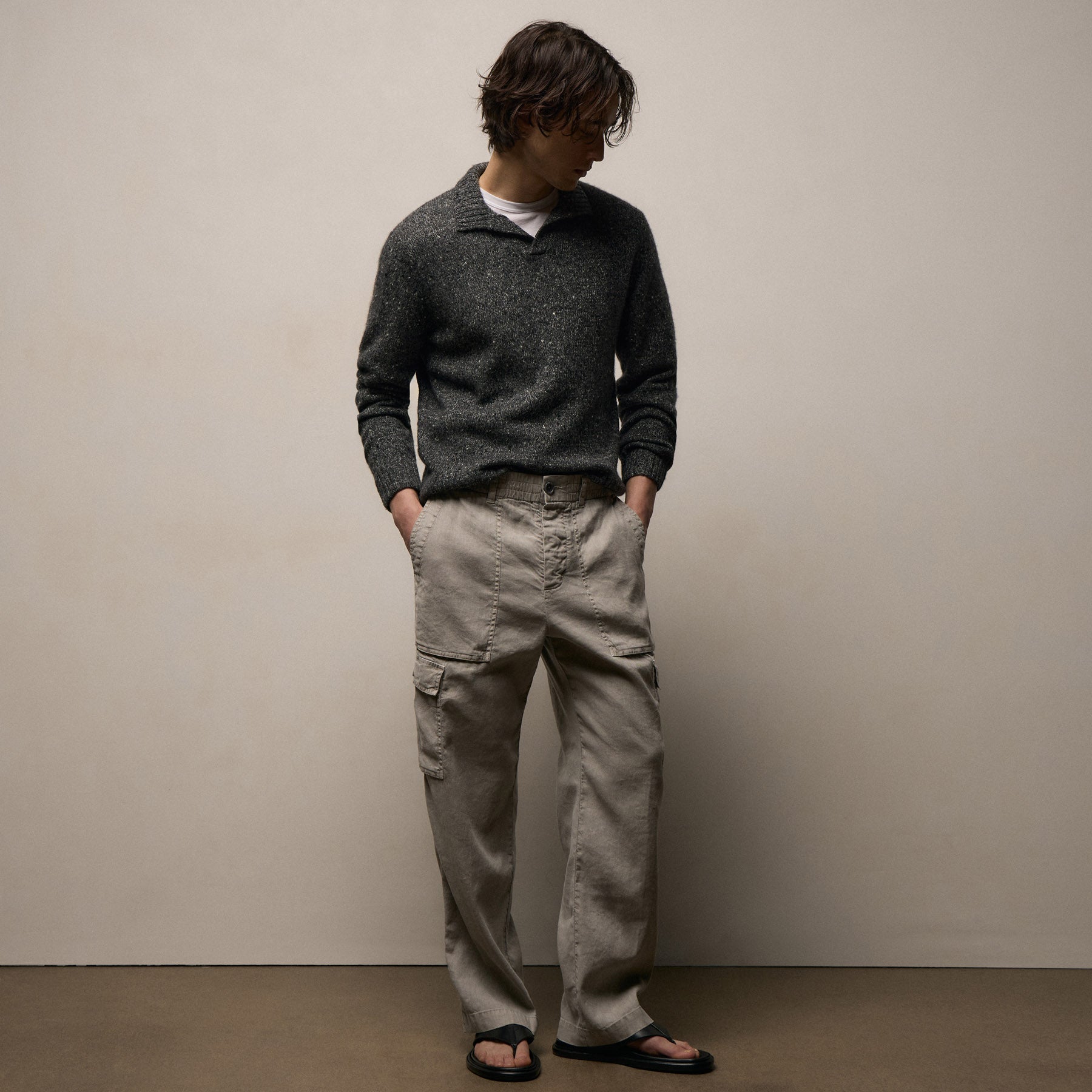 Stretch Linen Cargo Pant in Fog Pigment | James Perse Los Angeles