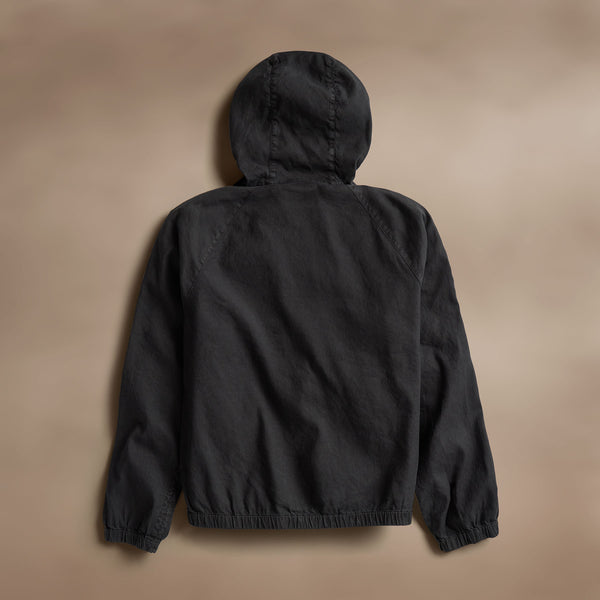 Linen Blend Zip Front Hoodie in Black | James Perse Los Angeles