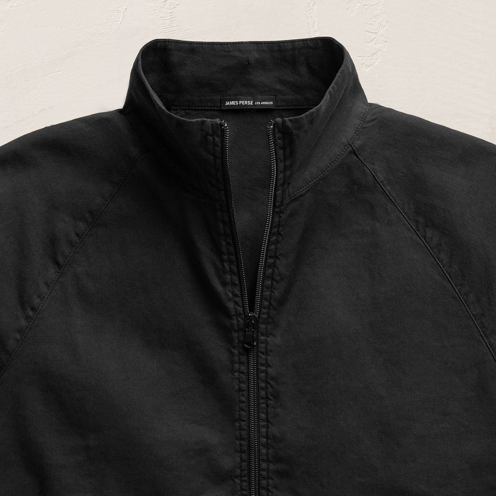 Stretch Linen Track Jacket in Black | James Perse Los Angeles