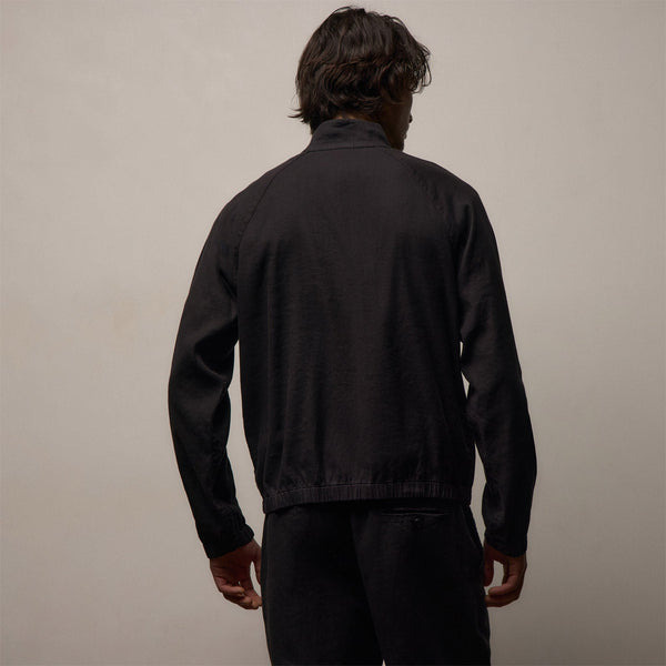 Stretch Linen Track Jacket in Black | James Perse Los Angeles