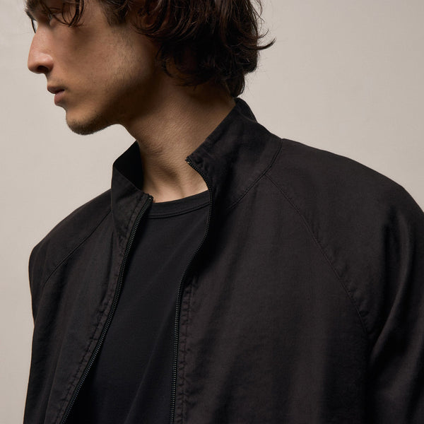 Stretch Linen Track Jacket in Black | James Perse Los Angeles