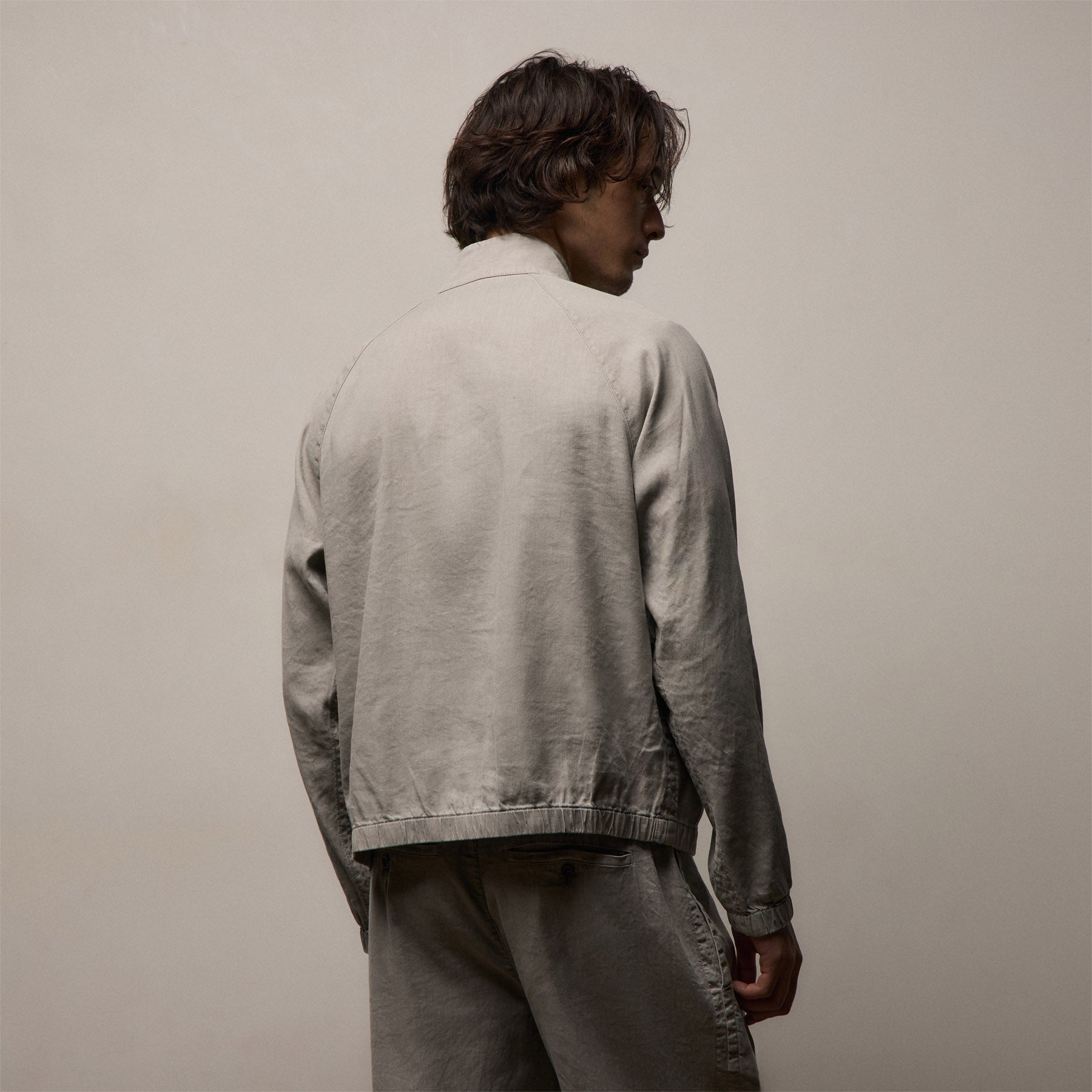 Stretch Linen Track Jacket in Fog Pigment | James Perse Los Angeles