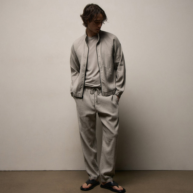 Stretch Linen Track Jacket in Fog Pigment | James Perse Los Angeles