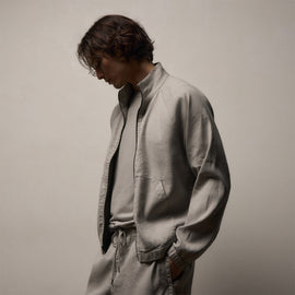 Stretch Linen Track Jacket in Fog Pigment | James Perse Los Angeles