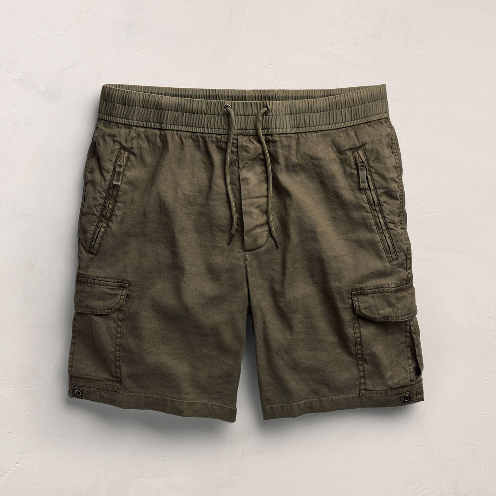 Linen Cotton Utility Short in Army Green Pigment | James Perse Los Angeles