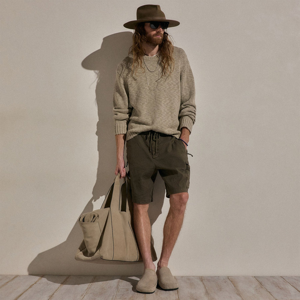 Parachute Linen Cotton Cargo Short in Army Green Pigment | James Perse Los Angeles