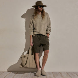 Parachute Linen Cotton Cargo Short in Army Green Pigment | James Perse Los Angeles