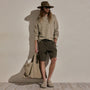 Parachute Linen Cotton Cargo Short in Army Green Pigment | James Perse Los Angeles