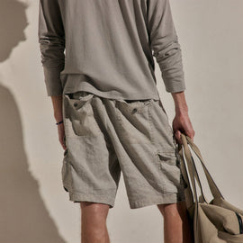 Parachute Linen Cotton Cargo Short in Fog Pigment | James Perse Los Angeles