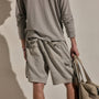 Parachute Linen Cotton Cargo Short in Fog Pigment | James Perse Los Angeles