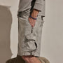 Parachute Linen Cotton Cargo Short in Fog Pigment | James Perse Los Angeles