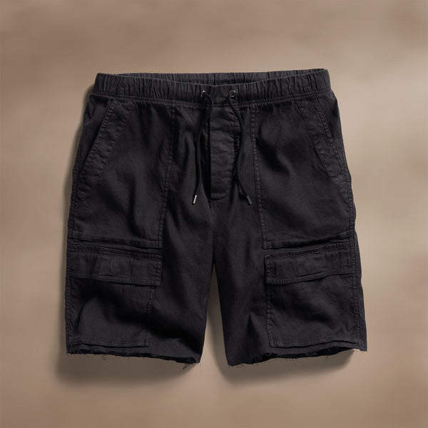Linen Blend Utility Short in Black | James Perse Los Angeles