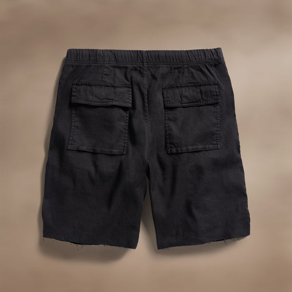 Linen Blend Utility Short in Black | James Perse Los Angeles