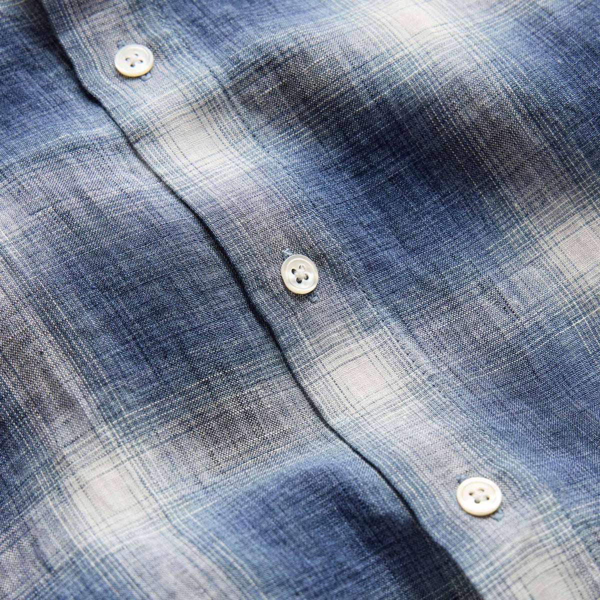 Plaid Linen Shirt in Blue Plaid | James Perse Los Angeles
