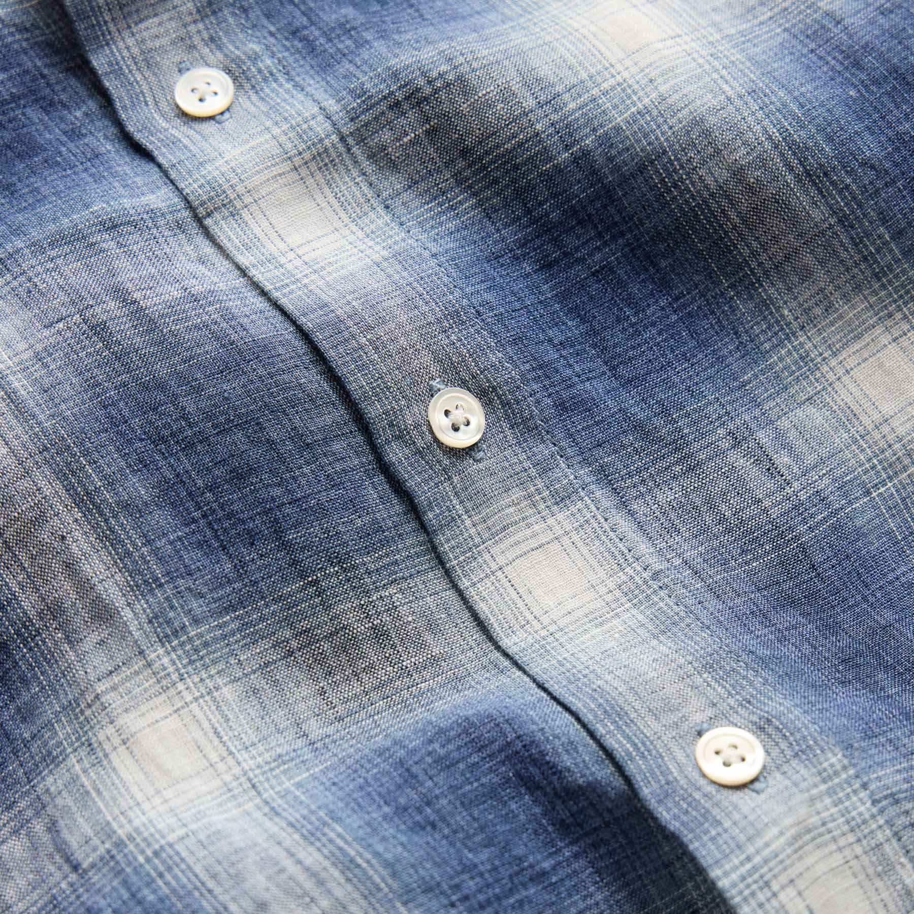 Plaid Linen Shirt in Blue Plaid | James Perse Los Angeles